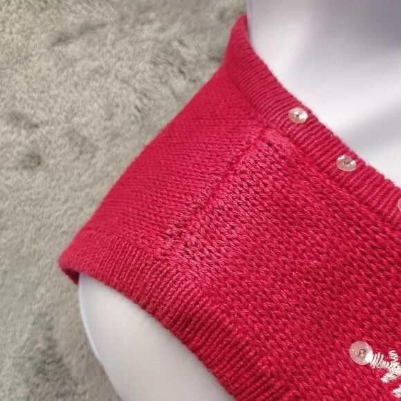Carly St.Claire Woman Sweater Vest Red XL Full Zip Snowman Embroidered Beaded - Picture 8 of 12